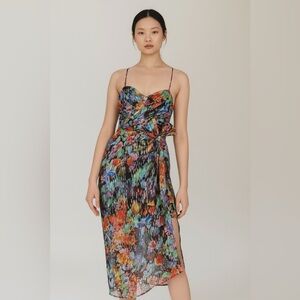 The Kooples Tokyo Night Lurex Silk Midi Dress FR 3 NWT